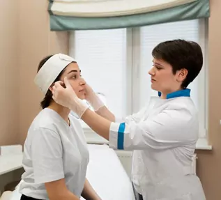 Swab culture being taken for skin infection diagnosis